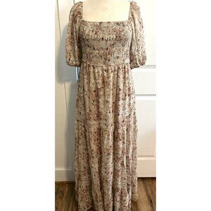 NEW Francesca's Floral Smocked Maxi Dress Sz L Cottagecore Fairy Pure Simple $76